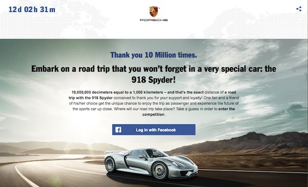 porsche facebook 10 milion fan contest