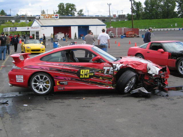 Porsche GT3 in a crash at the track
