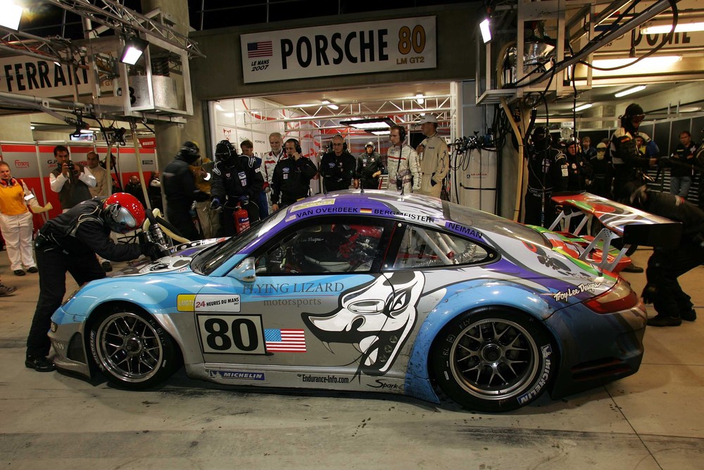 The Flying Lizard Porsche Art Car as raced in Le Man