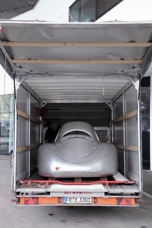 Porsche Type 64 on the trailer heading for the airport
