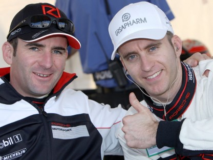 Romain Dumas and Timo Bernhard giving the thumbs up