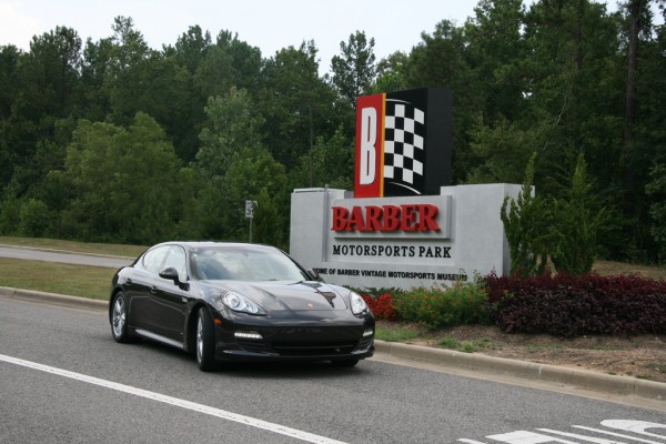 Black Porsche Panamera V6 at Barber Motorsport Park