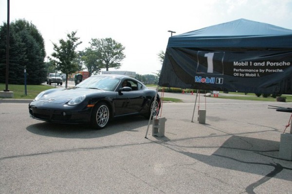 Porsche Cayman at the Start of the Mobil1 TSD Rally