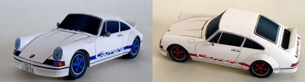 Origami Porsches made from paper