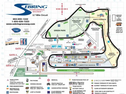 Map of the track and infields at Sebring Raceway