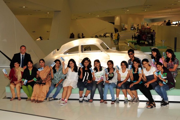 indian school children visting the Porsche museum