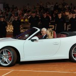 Maria Sharapova in the drivers seat of her Porsche 911 Cabriolet