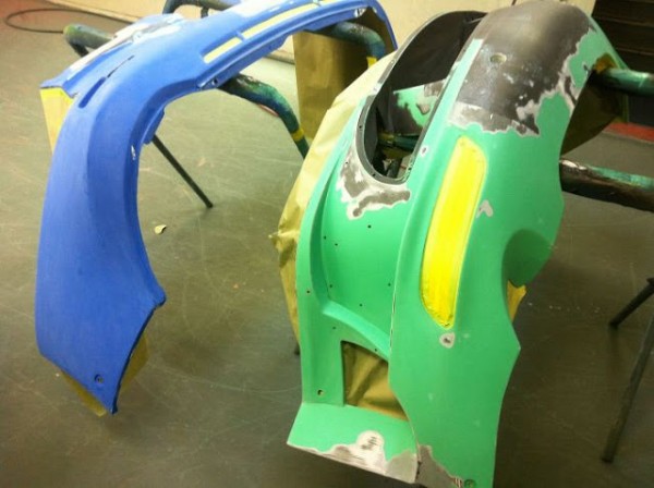damaged parts are repaired by hand and repainted