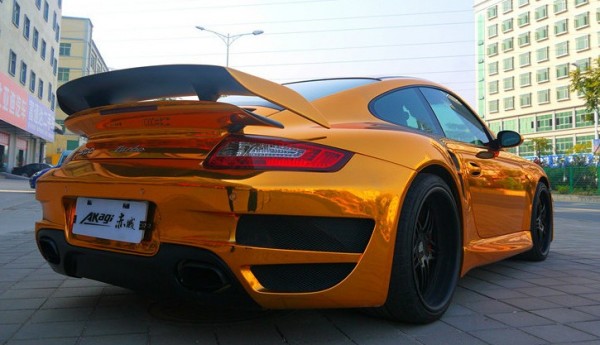 Gold covered Porsche 911 in China