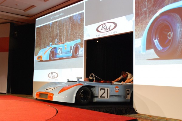 Porsche 908/3 Chassis #4 getting rolled onto the auction block