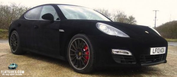 a Porsche panamera wrapped in velvet / suede