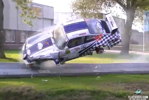 Porsche 964 Rally Car Flips and lands in water video