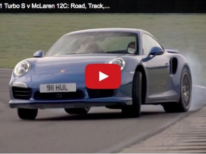video of a Porsche 911 TurboS vs Mclaren 12c