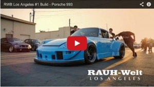 An RWB in Los Angeles being rolled into the shop
