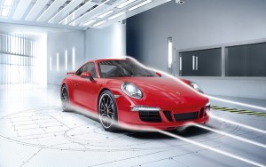 Porsche 911 in a wind tunnel