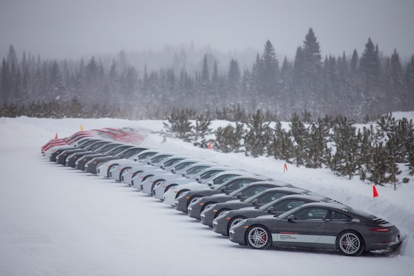 Lineup of Porsches at Camp4 Canada