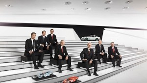 Porsche's Executive Board on the steps at the museum