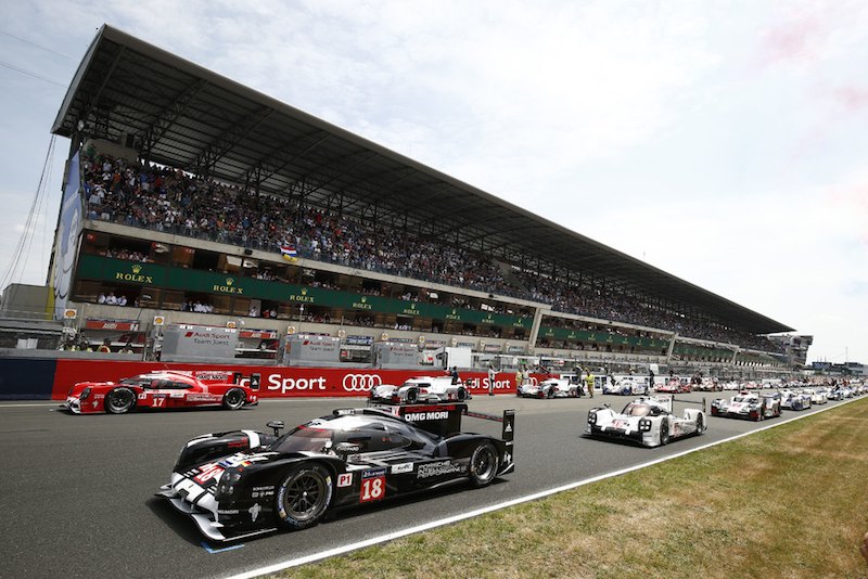 3 Porsche 919s on the grid in 1-2-3 positions at Le Mans