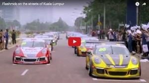 video of the porsche flash mob in Kuala Lampur