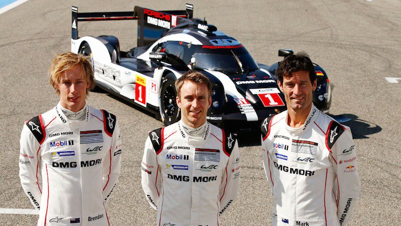 Porsche Team: Brendon Hartley, Timo Bernhard, Mark Webber (l-r)