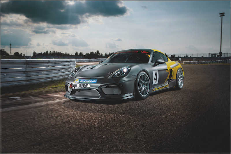 Porsche GT4 Clubsport MR- Track Shot- 3_4 Front
