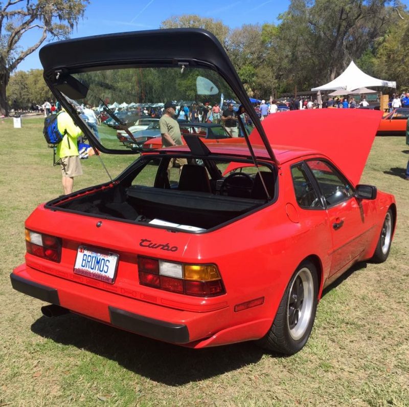 Porsche 944 with rear hatch open during the 2017 Amelia Island Cars & Coffee event