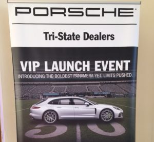 Porsche panamera tri-state dealer launch event placard