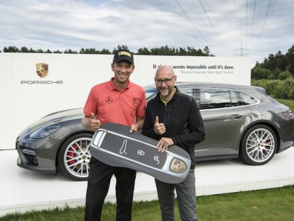 Marcel Siem Accepts Key for Panamera Turbo Sport Turismo he won for a hole-in-one on the 17th hole