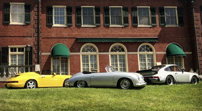 porsches on the lawn at the Max Hoffman Estate in Long Island