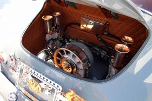 engine of outlaw Porsche 356 at SEMA 2017