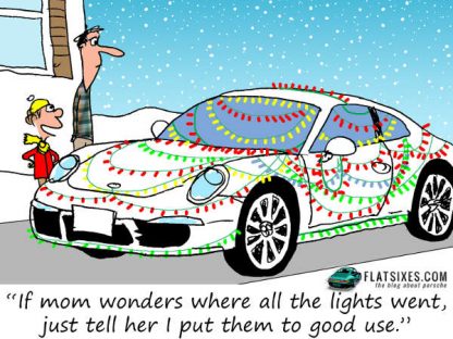 christmas themed Porsche comic strip