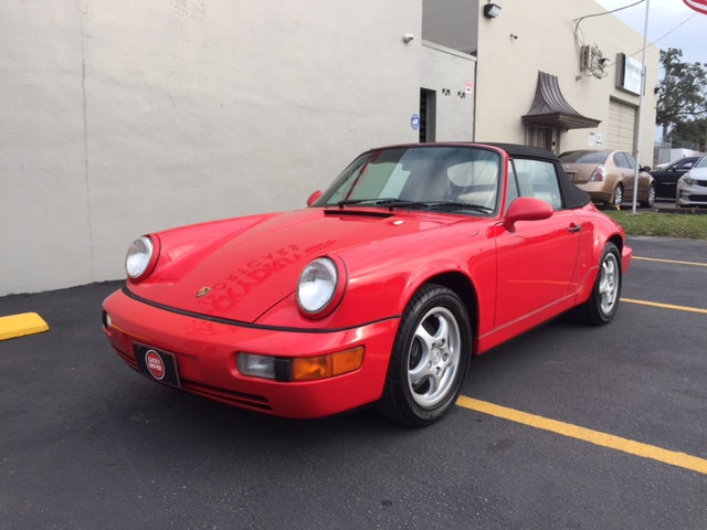 Red 964 Cabriolet on cup wheels