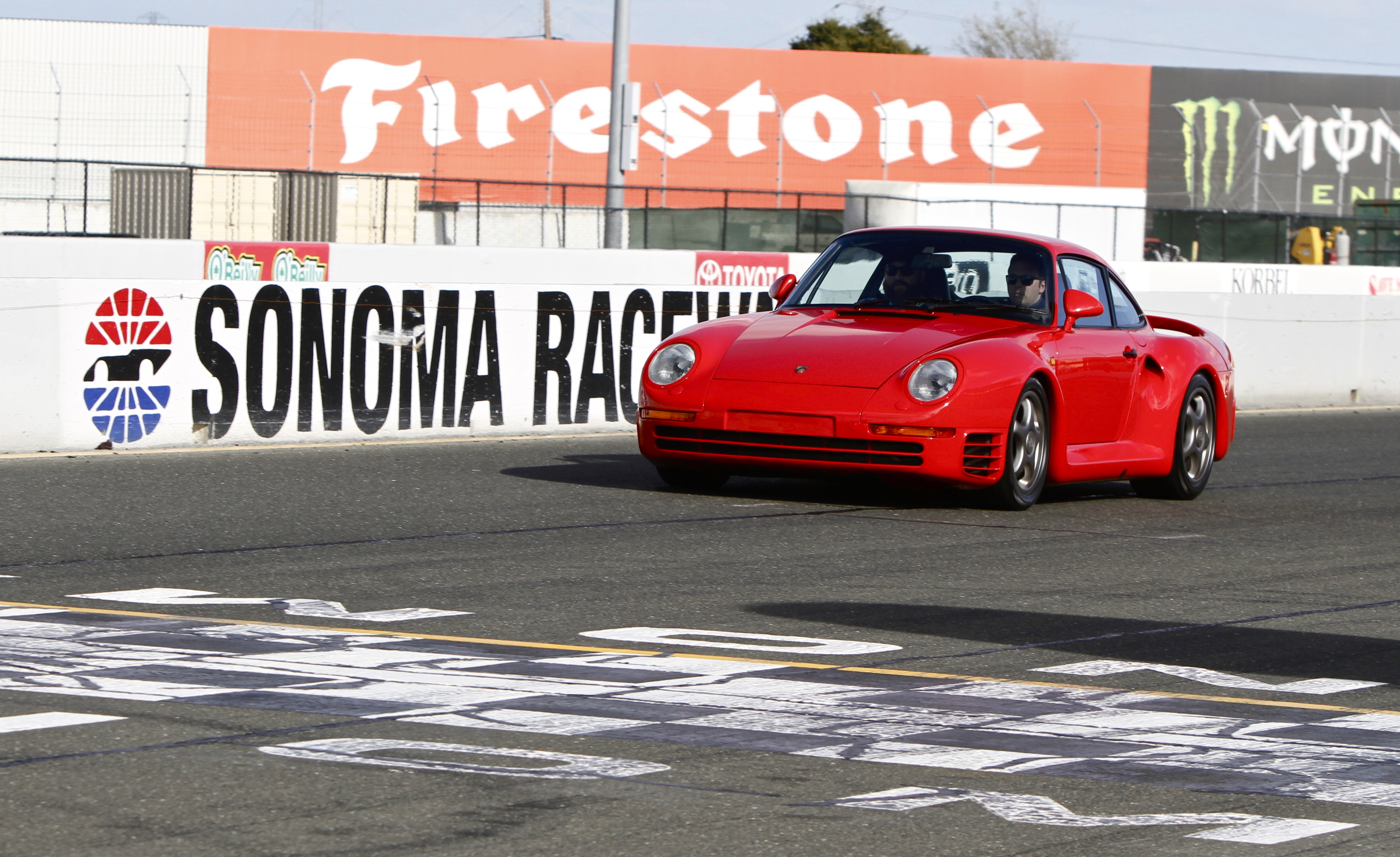 Red Porsche 959 on track at Sonoma Raceway