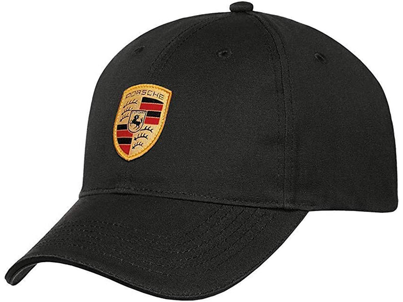 porsche black crest logo cap